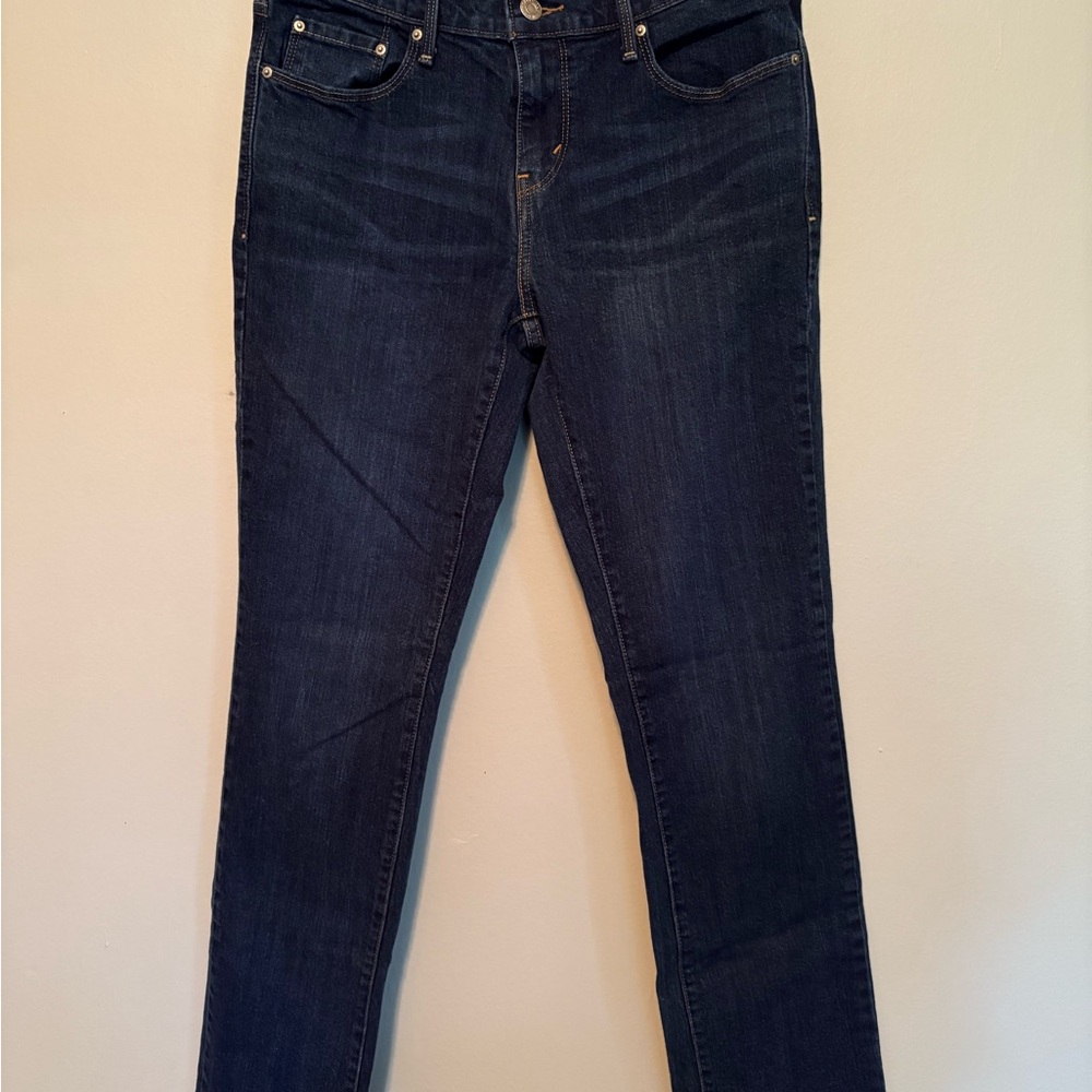Levi’s Women’s 505 Dark Wash Straight Leg Classic Mid-Rise Jeans